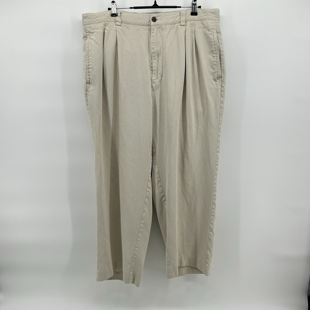 Tommy Bahama Relax Pants Mens 36x28 Tan 100% Silk Pleated Chino Coastal Heritage